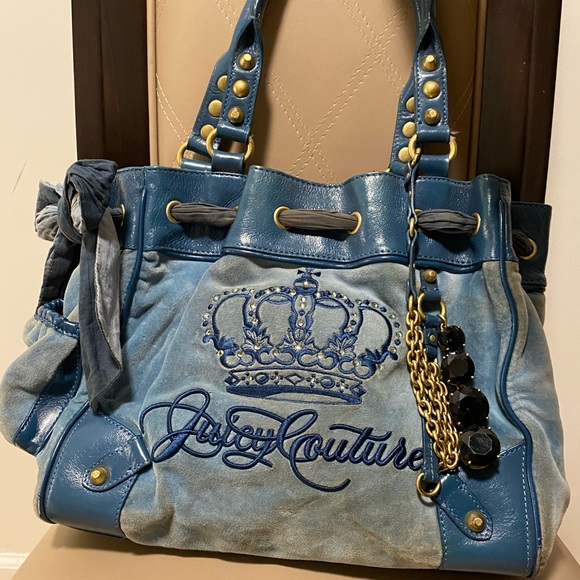Juicy Couture Handbags - Juicy Couture Blue Velour Daydreamer Handbag